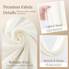 Ivory Wedding Arch Draping Fabric, 1 Pack 29″ X 20FT Sheer Fabric Arch Drapery C