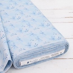 Threadart Cotton Quilting Fabric By The Yard – Vintage – Lt. Blue Dragonfly