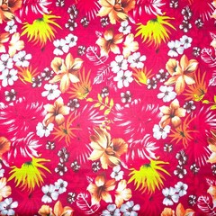 Red Tropical Hawaiian Print Poly Cotton Fabric Aloha Shirt Dress 58″ By The Yard