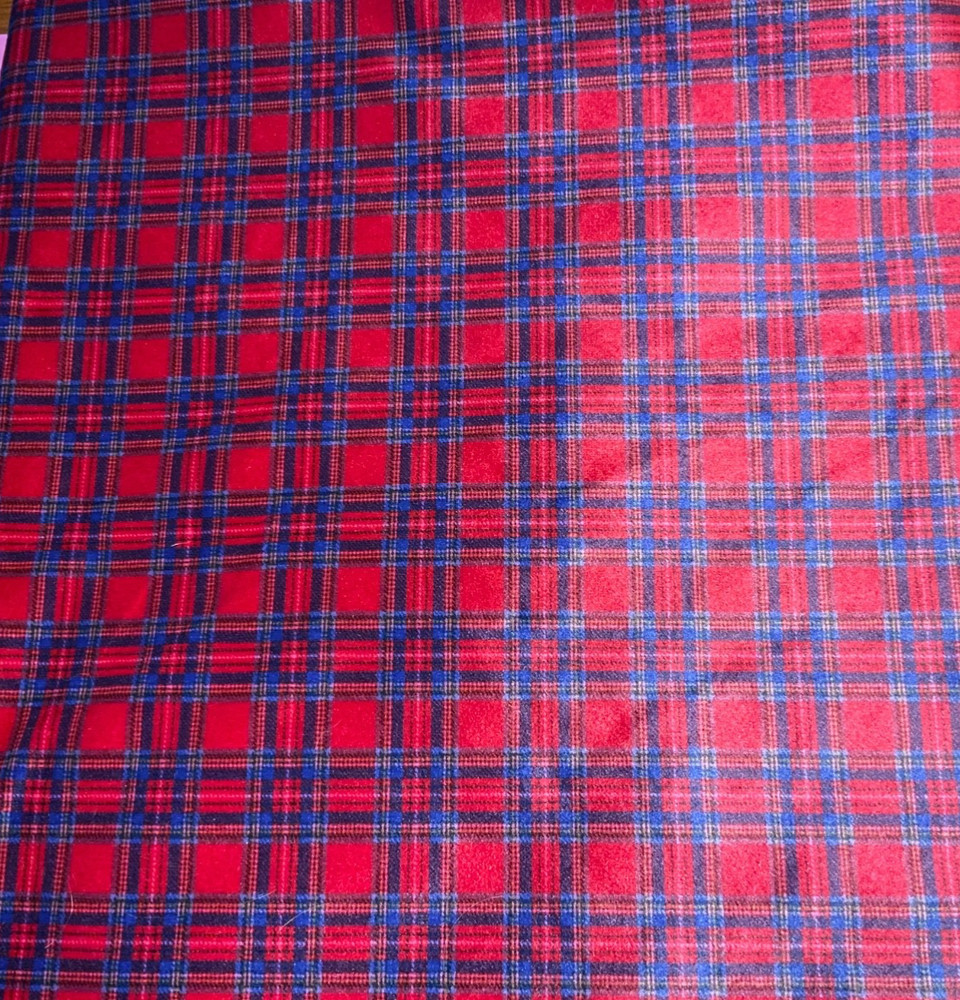3 Yds 60’’ Wide Fabric Red Navy Plaid Polyester Cotton Blend Lot