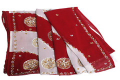 Bridal Red Saree Women Wrap Dress Indian Vintage Sewing Embroidered Sari Fabric