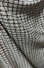 Woven polyester viscose black and white fabric 54” wide sold by the yard