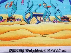 Dancing Dolphins Cotton Border Fabric MMFab Inc Novelty Remnant 21 ½” x 53”