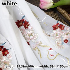 Chinese Embroidered Floral Chiffon Fabric for Hanfu Cheongsam Costume DIY Ethnic