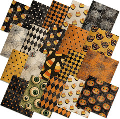 Halloween Fabric Bundle 10×10 Inches Polyester Cotton Quilt Squares 20 Pieces