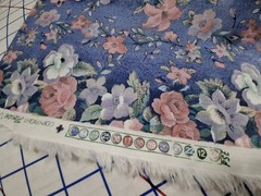 Vintage Floral Dusty Rose White Eyelet Cotton Fabric Lot 3pc Destash Craft