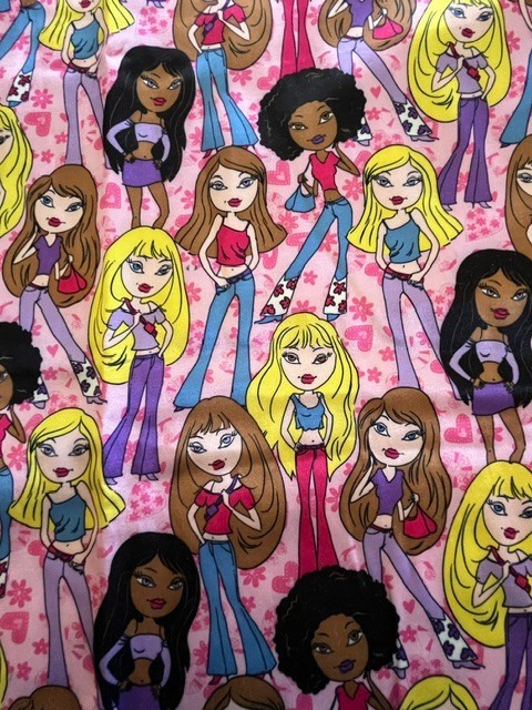 Bratz Fashion Dolls Design Satin feel Pink Fabric 3 Yds 56″ wide JoAnn Fabric