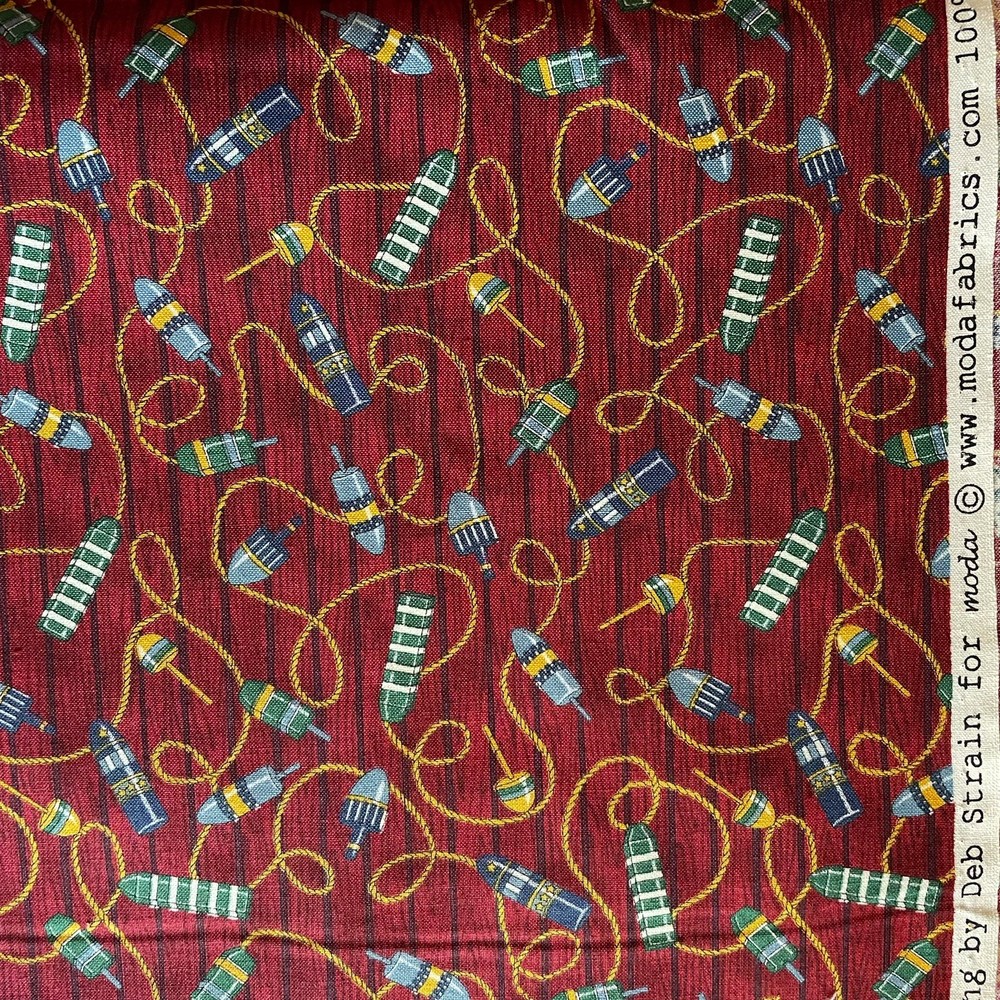 1 yd Nautical Theme Fabric Lobster Traps Floats Coastal Living MODA Beach House