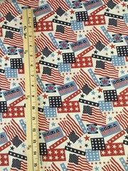 4th of July Patriotic Cotton Fabric, United We Stand, USA, Red, White & Blue