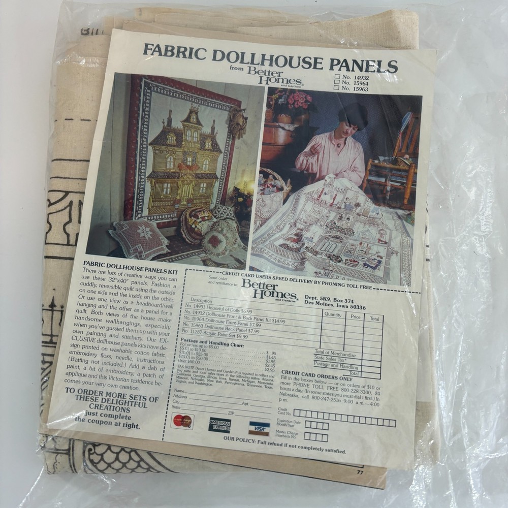 Better Homes & Gardens Fabric Dollhouse Panels Kit Paint Quilt Embroidery 1978