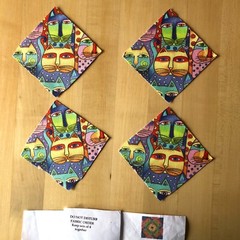 Laurel Burch kaleidoscope cats precut sixteen 3.5″ squares to form 4 6″ blocks