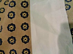 Vintage 2 Yards Burlington Studio Print Beige & Navy Silky Fabric Width 60 Inch