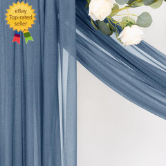 Dusty Blue Wedding Arch Draping Fabric 1 Panel 29″ X 20 FT Extra Long Gauze Drap