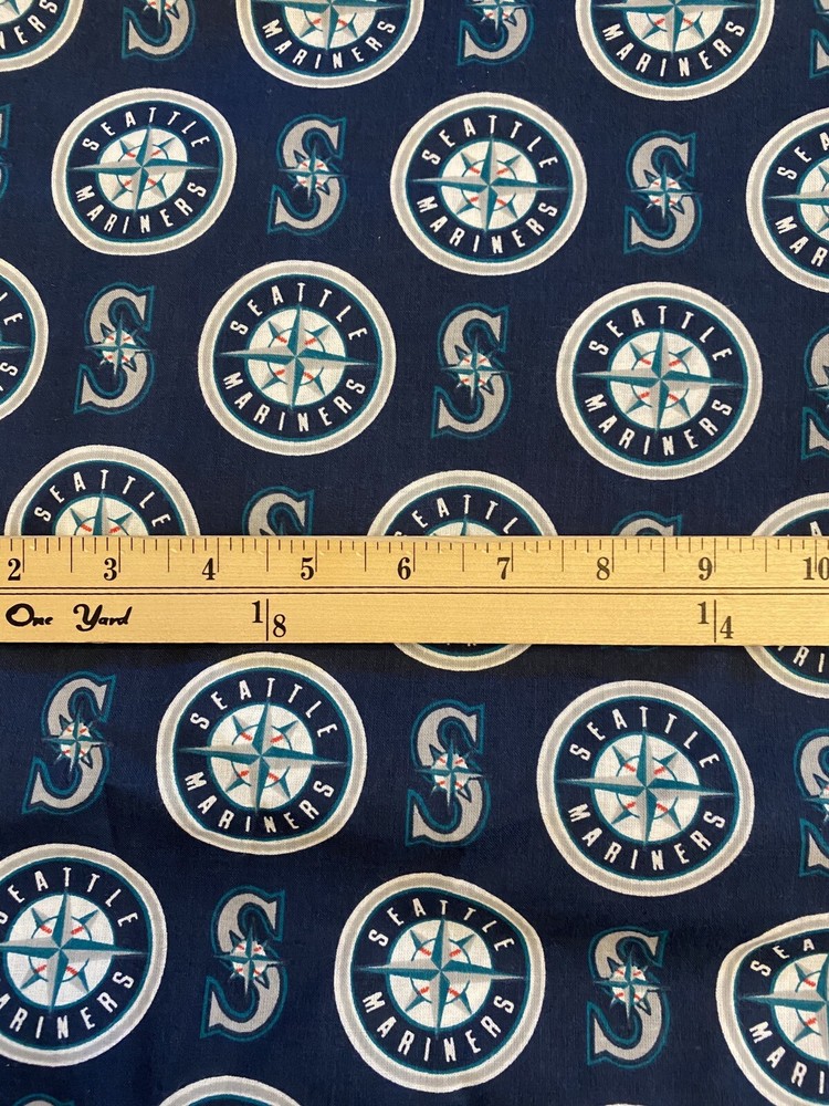 1/4 Yard 9”x58” Seattle Mariners Print MLB Baseball Cotton Quilting Fabric