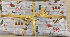 Cotton Holiday Fabric Approx 66” X 42”-New-Reindeer, Santa, Cookies,Blue, Red