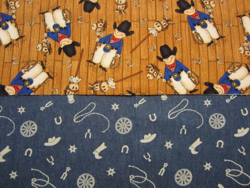 2 Pieces of Cowboy Fabric Flannel is 7/8 Yard Lightweight Denim is 3/4 Yard