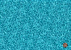 TURQUOISE BLUE, 100% Cotton Fabric: Mixer Calico Floral, BTY