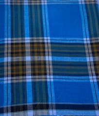 Unique listing, Cotton from India – Blue with Black and Camel Brown Stripe check