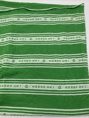 Stretch Bright Green White I AM GREEN T-shirt Fabric Remnant 39” L x 60” W