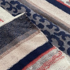 Wool Fabric 37″W 65″L 1.5+ Yd Lightweight Handwoven Dyed Stripes Geometric
