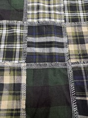 Patchwork Madras Plaid Cotton Fabric 46” X 5.5 Yards Blue Green White Black New