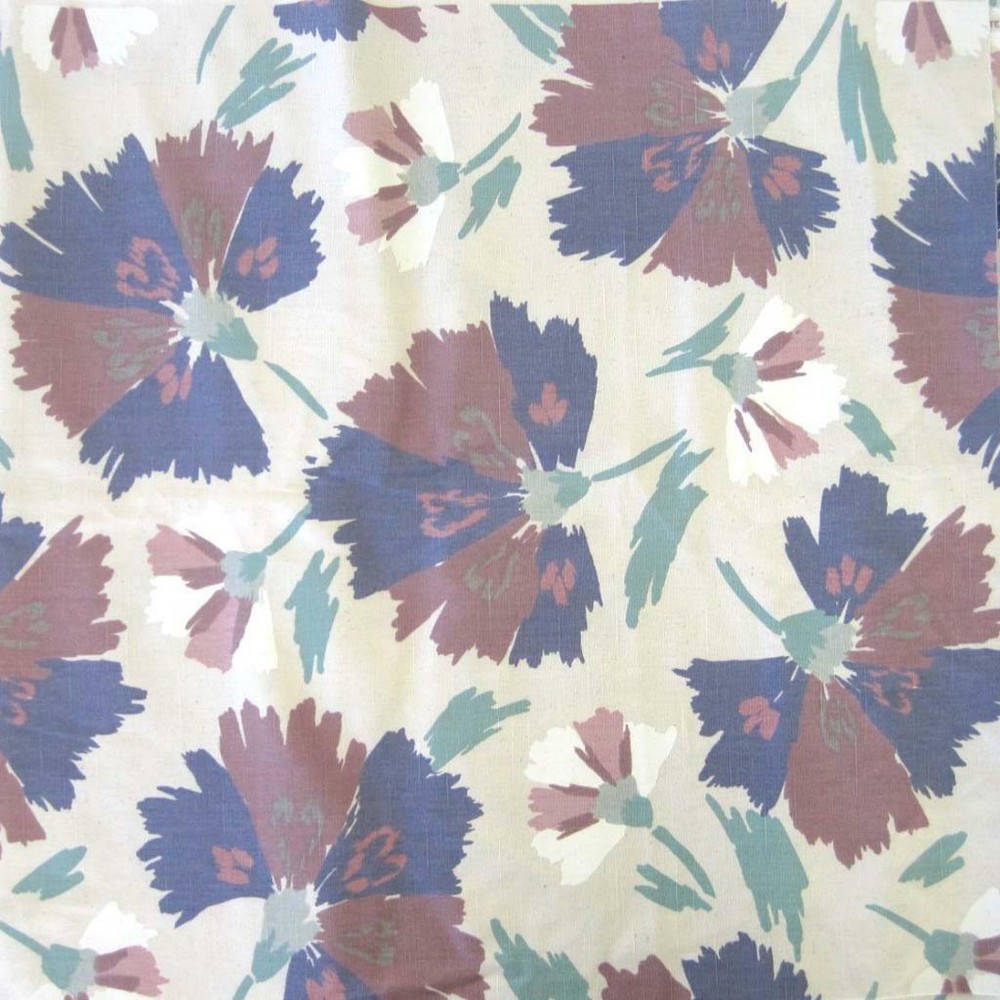 Stanley King Screen Printed Designer Fabric Dupont Treated Mod Flowers 3 Yards