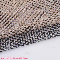 30 100CM AB Crystal Rhinestone Beaded Mesh Net Fabric Stretch Glitter DIY Shoes