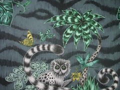 Emma J Shipley Fabric Lemur Navy 100% Cotton Curtain Upholstery Cushion Fabric