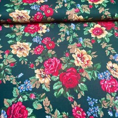 Christmas Floral Fabric by Marcus Brothers Roses and Amaryllis 100% Cotton