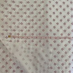 Nylon Fabric White Red Ditzy Flowers Dots 3 7/8 Yards x 62 inches Vintage