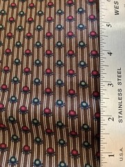 Maroon Lt Brown Abstract Flowers on Stripe Brown Fabric Moda Legacy 1870 Repro