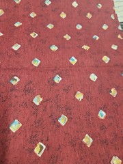 4 YARDS uncut Vintage 100% Cotton Fabric Maroon W/ Brown Blue Blocks Splatter