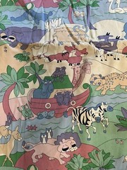 Vtg House N Home Fabrics & Draperies Panels Noah’s Ark 6 Yards 54” wide Cotton