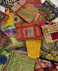 Vintage Embroidered Sari Scraps Bohemian Decorative Swatches Junk Journal Scraps