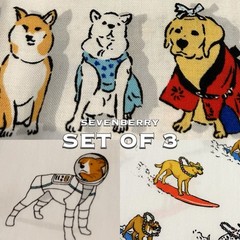 Sevenberry Dog Fabric Set of 3 Japanese Cotton Astronaut Surfing Festival 50cm
