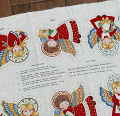 Vintage Cranston Cut & Sew Fabric Panel CHRISTMAS Angels Ornaments Xmas Sewing