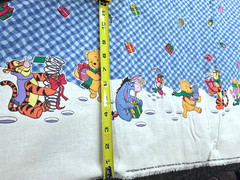 Daisy Kingdom Winnie the Pooh Christmas Present Border Fabric Blue Gingham Vtg