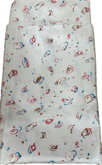 VTG Thai Silk Fabric Handwoven Creme Abstract Swirls Teal Copper Red 78 x 44