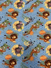 3 Yards Madagascar 2005 Film Movie DreamWorks Characters Blue Cotton Fabric
