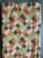 VTG 1970s Cotton Fabric Faux Patchwork Remnant Crafts Quilts Clothes 204″ x 38″
