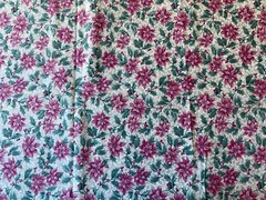 CRANSTON FABRIC~Pink Poinsettias~CREAM BKGRND~Green Leaves~SILVER ACCENT~Holly~
