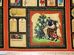 Santa Christmas Emporium Gift Tags Labels Fabric Panel 23″ #85551