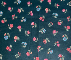 1/2 Yd Vintage Dark Green Floral Daisy Pansy Clusters Cotton Fabric by Cranston