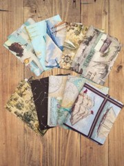 10 Half Yards – Assorted Nautical, Ships, Maps, Celestial Navigation Half Yard B