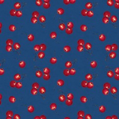 LUMIN – White Owl Textiles – Patchwork Picnic by Susan Winget – Cherries – Navy