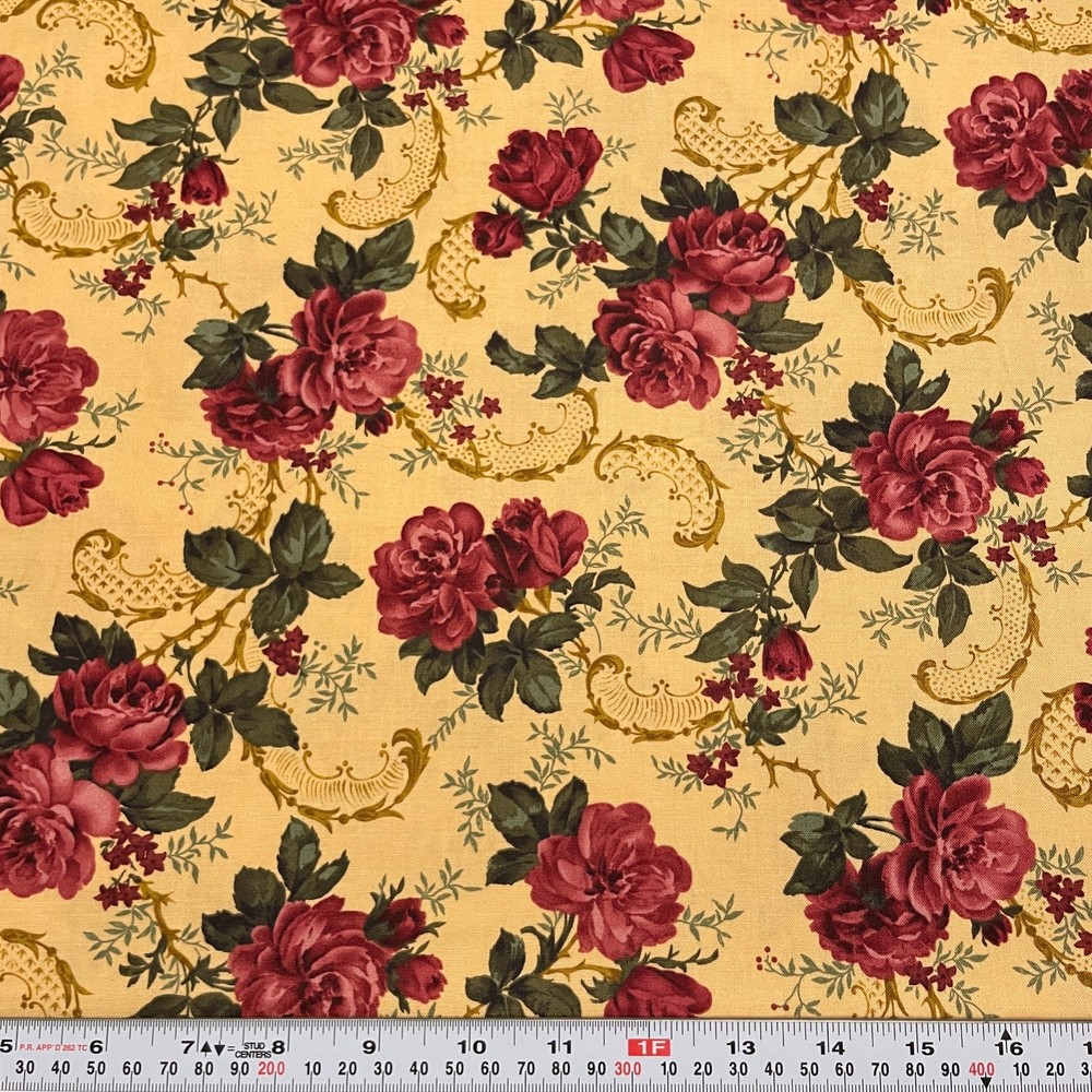 Annabella Ro Gregg for Northcott Florals Golden Yellow Cotton by the HALF YARD