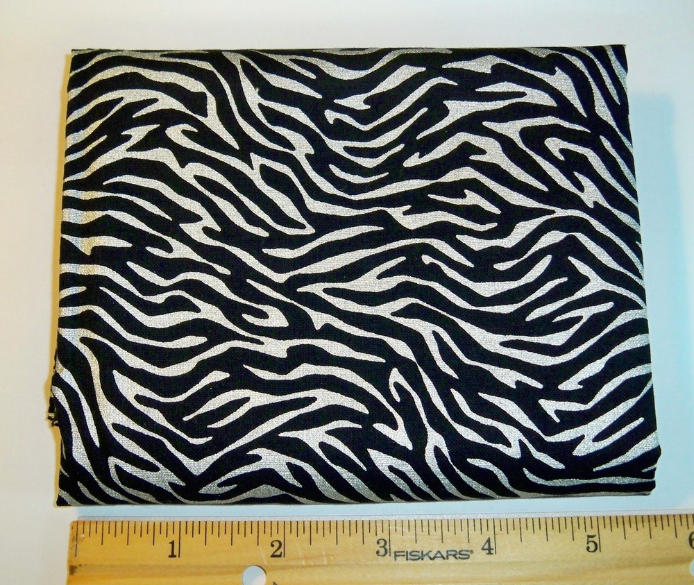 Marcus High Contrast Silver Metallic Zebra on Black Cotton Fat Quarter