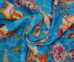BTHY 2009 VTG FANCY NANCY Blue Leopard Cotton Quilting Fabric 18″x 43″