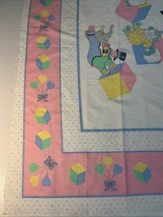 Baby Circus Theme TWO Fabric Panel Bunny Clown Elephant Building Blocks Nursery