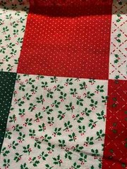 VTG Red Green Calico Dots Holly Patchwork 3 ” Squares Christmas Cheater BTHY